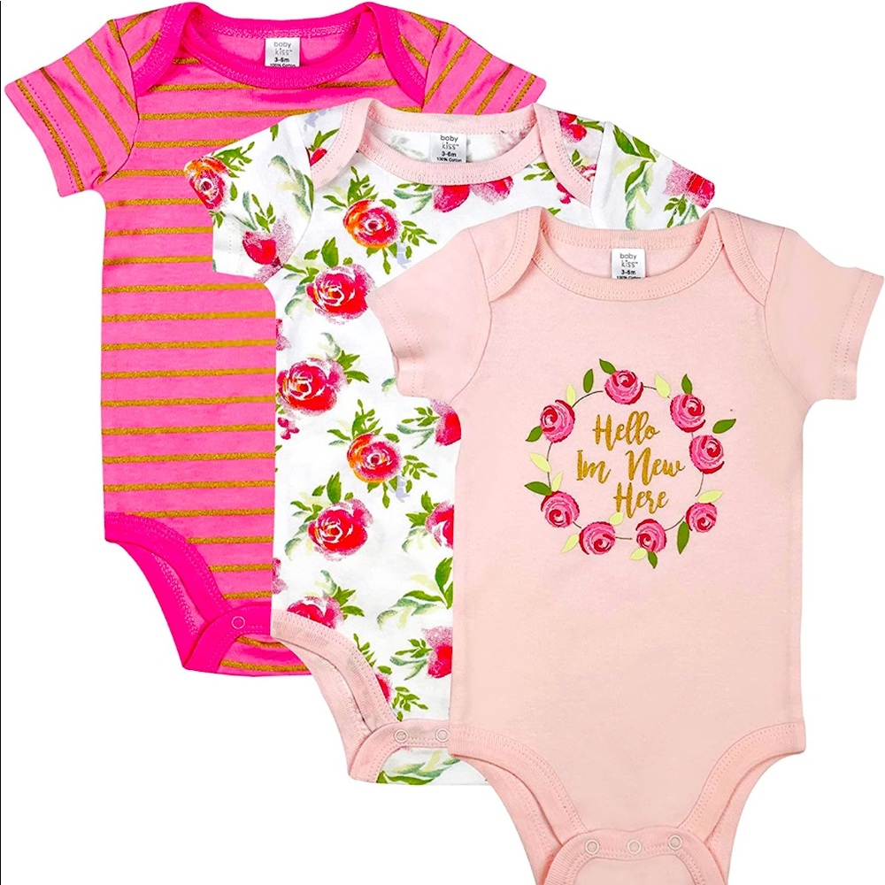 Baby Onesies 3-Pack Girls Cotton Infant Bodysuits